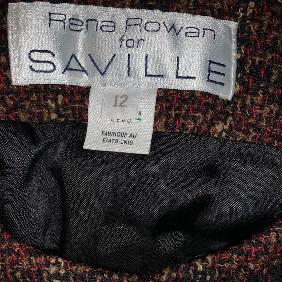 Rena Rowan Wool Blend (Brown, black, and cream) Blazer Size 12. - Picture 4 of 10